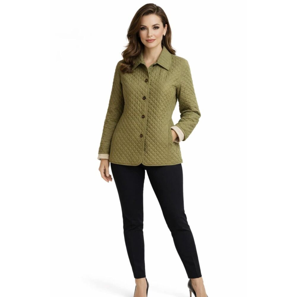 Valerie Stevens Green Diamond Quilted Coat Jacket Women's WOMAN'S Small